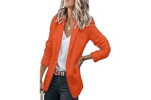 OMZIN Femmes Blazer Travail Tendance Manches Longues Revers Open Front Oversized Vestes De Bureau