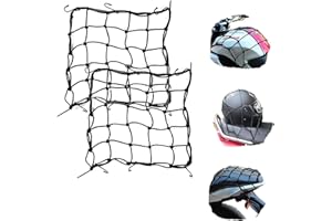 PEIXIONG Paquet de 2 Noir 6 Crochet 15"x15"(40x40cm) Filet de Chargement de Moto pour Casque Motos Élastique de Chargement Bagages Filet Élastique de Rangement Arrimage Réglable