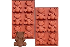 YXHZVON 2 Pièces Moule en Silicone Ourson 6 Cavités Rouge, Moule à Chocolat Antiadhésif pour Bonbons, Biscuits, Savons - Lavable, Réutilisable, Idéal pour Artisanat DIY