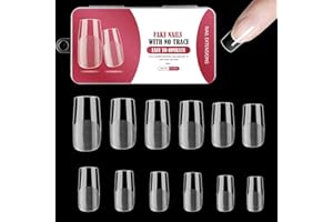 NACERLARY 240 Pièces Faux Ongles Capsules, Semi Givré Carré Court, 10 Tailles Capsules Ongles, Prothésiste Ongulaire Salons de Manucure, Nail Art Artificiel Ongles, Carré Moyen