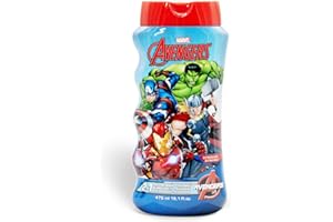 LORENAY Avengers Kids 2-in-1 Bubble Bath & Shampoo - Gentle, Paraben-Free Bath & Hair Wash with Vitamin E & A, pH Balanced for Sensitive Skin - Lightly Scented, Safe for Children Aged 3+, 475ml