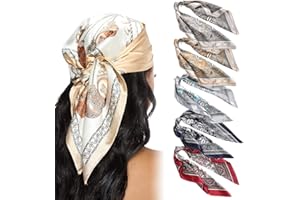 SCJJZ bandana,kopftuch damen,bandana damen,Glatter Seidenschal Damen Hijab Schals, 5 Stück Hijab Quadratischer Schal Seidenhaarschmuck (60 * 60CM)