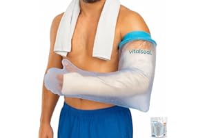 vitalseal - Funda Escayola Brazo Completo Adulto, Cubre Vendaje Impermeable para Ducha Piscina Reutilizable Adaptable, Protector Bolsa Antebrazo Mano Picc, Heridas Quemaduras Tatuajes