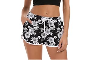 Fanient Pantaloncini da Bagno Donna 3D Graphic Pantaloncini da Spiaggia Pantaloncini da Bagno Estate Pantaloni da Ginnastica da Palestra novità Workout con Coulisse Regolabile Pantaloncini