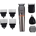 Geepas Geepas 9 In 1 Hair Trimmer 600Mah Battery Portable Cordless Hair Clippers, Grooming Kit With Stand, Digital Display Trimming Kit With 4 Interchangeable Heads For Styling Beard, Gray