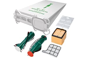 McFilter | Juego de accesorios de 17 piezas adecuado para Vorwerk Kobold VK 135, 136, 135SC, 12 bolsas para aspiradora, 2 cepillos para EB 350, 1 filtro HEPA, 1 filtro de motor, tipo VO 8335