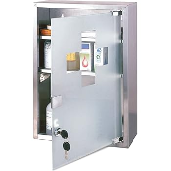 axentia Medizinschrank in Weiß, abschließbarer Apothekerschrank aus