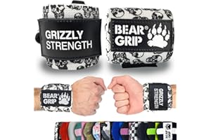 Bear Grip fascia da polso premium resistente, per sollevamento pesi, crossfit, body building, strongman, 61 cm