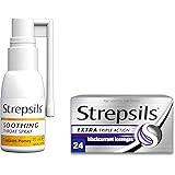 Strepsils Soothing Sore Throat Spray, Contains Honey, Sore Throat and Cough 20 ml and Strepsils Extra Triple Action Blackcurr