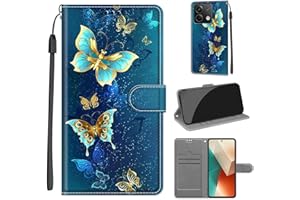 KENHONER Funda Xiaomi Redmi Note 13 5G Carcasa, Fundas Redmi Note 13 5G Funda Libro con Tapa Piel Case Flip Cuero,Cierre Magnético Antichoque - Mariposa