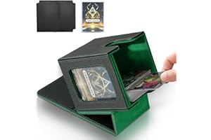 IVODEELA Deck Box,Boîte de Rangement pour Carte Magic Commander Compatible avec Yugioh MTG TCG Cartes,étui magnétique en cuir PU Jusqu'à 100+ double manchette Cartes,2 compartiments 1 toploader,Noir Vert