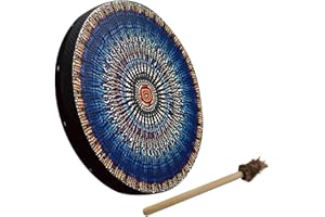 NANYACIV 10 Zoll Schamanentrommel Handgemachte Schamanentrommel mit Trommelstock Blaue Schamanentrommel Musik Spirituelle Schamanentrommel Sibirische Trommel Sound Healing Tool