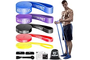 ‎FITBEAST FitBeast Widerstandsbänder Set, 5 Level Pull-up-Bänder für Krafttraining, Crossfit, Powerlifting, Muskelaufbau, Heimtraining, Mobilität, Stretching