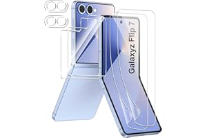 FDHYFGDY Protector Pantalla para Samsung Galaxy Z Flip 7 Cristal Templado, [2+2+2] protectora de pantalla interior de TPU+protectora Pantalla exterior+protectora de cámara, HD Clear,Anti Arañazos