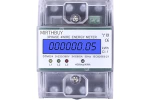 MIRTHBUY Contatore di corrente 220/380 V, 5-80 A, consumo di energia digitale, contatore di corrente alternata, contatore di corrente alternata a 3 fasi, 4 fili, KWh, contatore di corrente alternata
