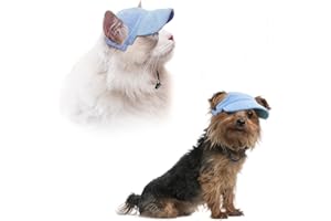 BASVII Czapka Z Daszkiem Dla Psa - Regulowana Czapka PrzeciwsłOneczna - Kapelusz Z Otworami Na Uszy - Ochrona Przed SłOńCem - Czapka Dla Psa Na MałE, śRednie I DużE Psy (Niebieski, S)