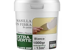 SPSIL Masilla Reparadora con Fibra de Vidrio - Para Grietas, Juntas y Abolladuras - Uso Interior/Exterior - Compatible con Yeso, Madera y Metal - Secado en 2h (Blanco) (1000 gr)