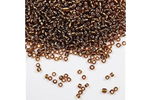 Tibaoffy Transparent Marron clair avec doublure argent Perles de verre de Taille 6/0 4 mm pour la fabrication de bijoux (Total Environ 100g Environ 1200pcs)