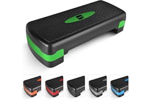 KAYMAN Exercise Steps – Fitness Stepper for Home & Gym, Suited for Aerobics, Cardio, Weights, Yoga, DVD Workout – Adjustable 2 Step Level Heights (10,15 cm) – Perfect Equipment Accessory Set