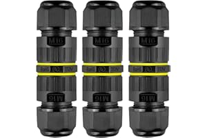 WEALROTN Waterproof Junction Box Outdoor Cable Connectors, Outdoor Electrical Box, IP68 External Junction Box, Two Way 3 Pin Electrical Cable Protector Connectors for Cable Diameter Ø 3.5mm-8mm(3 PCS)