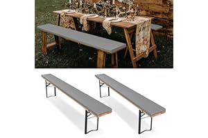 LUMAYCENS 2er-Pack bierzeltgarnitur auflage, Bierbankauflage gepolstert für Bierzeltgarnitur 220x25x3cm bierbank auflagen, XL Waschbare auflagen bierzeltgarnitur für Partyzeltgarnitur(Hellgrau, wasserdicht)