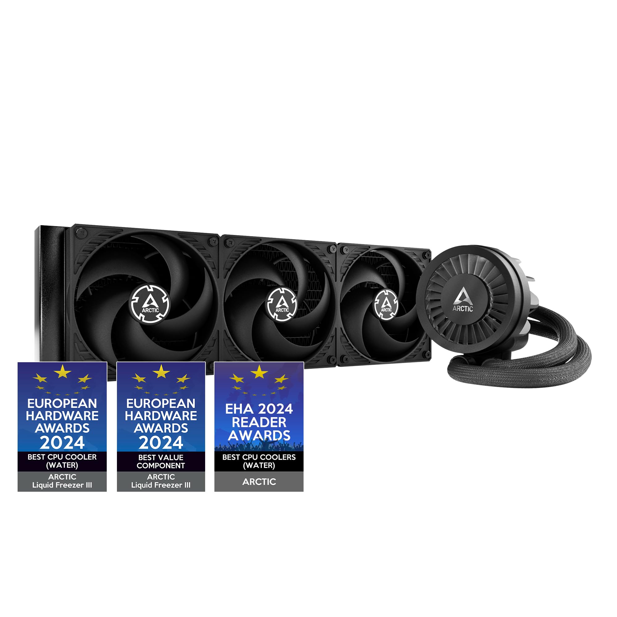ARCTIC Liquid Freezer III 360 - Water Cooling PC, All-in-One CPU AIO Water Cooler, Intel & AMD Compatible, efficient PWM-Controlled Pump, Fan: 200-1800 RPM, LGA1851 and LGA1700 Contact Frame - Black