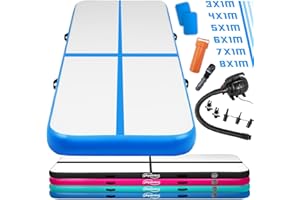 Physionics® Tapis de Gymnastique Gonflable- Pompe à Air et Kit de Réparation, Taille et Couleur au Choix- Airtrack,Tapis de Sol, Piste de Yoga