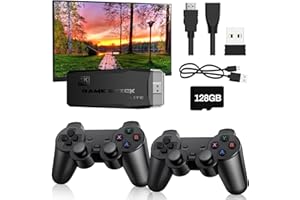 JOULLI Retro Konsole Spielkonsole Videospielkonsole mit 2 Gamecontrollern, 20000+ Spielen, Plug and Play, 9 Emulatoren, 4K HDMI Output, 4 Spieler Spielen, Wireless Game Stick für TV Computer Projektor