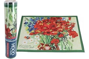 CARMANI Mantel individual para mesa de comedor, Vincent Van Gogh, el jarrón de margaritas y amapolas, 11.6 x 15.7 pulgadas
