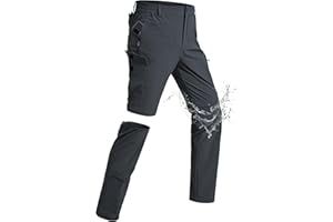 xtuwkzo Pantalon de randonnée Hommes Zip Off Amovible Léger Travail Hommes Court Imperméable Trekking Homme Séchage Rapide Multi Poches