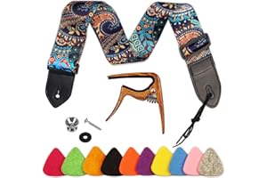Junlego Ukulele Strap With Ukulele Capo 10 Color Ukulele Picks Shoulder Strap for Ukulele Length Adjustable