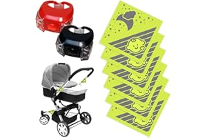 GAOUTO Kinderwagen Reflektoren, 6 Stück Kinderwagen Reflektor mit 2 Stück Silikon Kinderwagenlicht, Reflektoren für Kinderwagen Universal Set für Allen Kinderwagen, Rucksäcke, Rollstühle