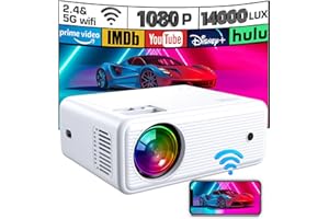 ClokoWe WiFi Mini Video 4K Projector for Multimedia Home Movie Theater with Projection Screen, Portable, 1080P Full HD, 9000 Lux, Compatible with iphone TV Stick PS5 HDMI USB