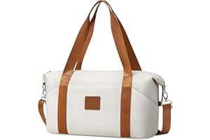 COOLIFE Ryanair Cabin Bags 40x30x20, Cabin Bag with Trolley Sleeve, Travel Holdall Carry-on Hand Luggage, Weekend Bags for Women (White)