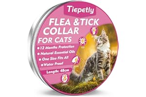 TIEPETLY Collare Antiparassitario per Gatti, Naturali Collare Antipulci Gatto, 8 Mesi di Protezione Impermeabile Antiparassitario per Gatti, 48cm Regolabile Collare Gatto