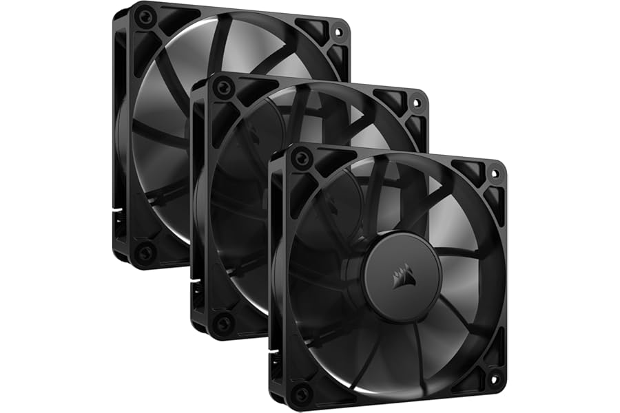 CORSAIR RS120 120mm PWM Fans – Daisy-Chain Connection – Low-Noise – Magnetic Dome Bearing – Triple Pack – Black