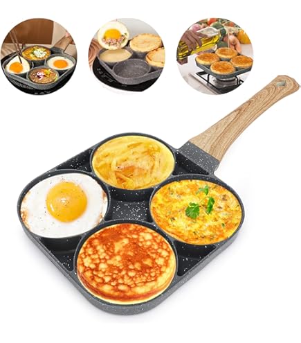 Padella Per Pancake E Uova A 4 Fori - Antiaderente, Per Induzione E Gas, Facile Da Pulire - Foto 7