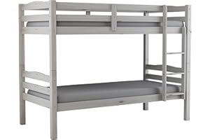 Arredo Stock Letto a castello in legno di pino massello utilizzabile come due letti singoli, 90x190x150 cm (Bianco)