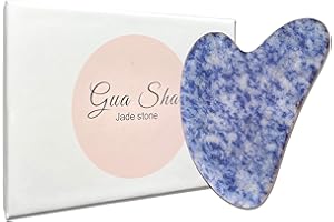 KUNSTIFY Premium Gua Sha Set, prodotti di bellezza Jade Stone, Rose Quartz Stone Jade Roller, pietra viso Anti Aging Guasha Stone per massaggio facciale Roller (Cuore Blu)