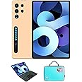 Smart Tablet S24 Ultra Tablet with Keyboard/Case and EWB Handbag, 10.1-inch HD Display, 12GB RAM 512GB ROM, Dual Camera, SIM 5G Network Android WiFi GPS Slim Tab (Gold)