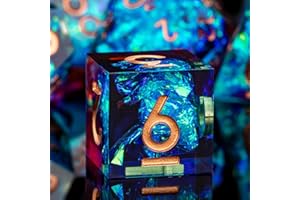 ARUOHHA DND Dice Set Resin Sharp Edges Dice with Box, Dungeons and Dragons Role Playing Dice, Translucent Lightning D and D Dice RPG Polyhedral D&D Dice Glitter Inclusions Dice D20 D12 D10 D8 D6 D4