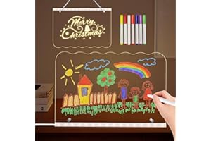 FSTCRT Led Notiztafel mit Farben, 30x20 CM LED Zeichenbrett Acryl Notiztafel mit 7 Farben Stift, Aufhängbare, Abwischbar Transparente Leuchtende LED Schreibtafel Für Notizblock Café Bar Restaurant Schmücken