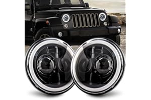 UPXSXT Maimiao Coppia 7'' Fari a LED, 150W 10000LM 4 Modalità luce 6000K Angel Eyes Segnale di svolta Luci di marcia diurna DRL HI LO Beam per Off Road Fire Cross Wrangler LJ TJ CJ JK Hummer H1 H2