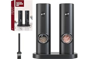 TAVADA Set Moulins Sel et Poivre Electrique, Moulin a poivre Automatique, Finesse de broyage réglable