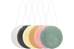 NICENEEDED 6 PZ Spugne Facciali Naturali Konjac, Spugna Spa Riutilizzabile In Cellulosa con Cordino, Soffio Detergente Emisferico per La Pulizia Delicata e L'Esfoliazione Del Viso