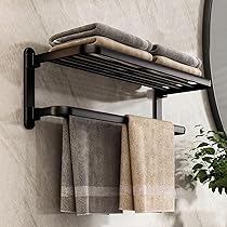 Handdoekhouder Zonder Boren - Zwart Voor Badkamer en Keuken - Badkameraccessoireset Met Handdoekstang