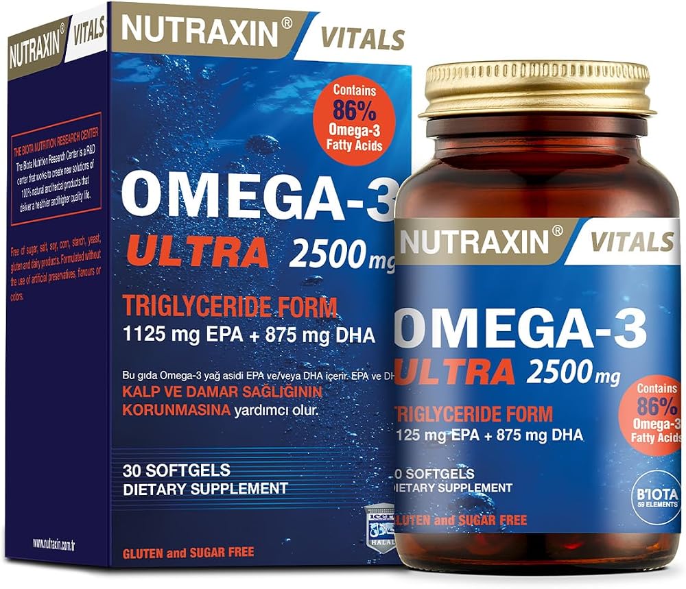 Nutraxin Vitals Ultra Omega-3 2500 mg 30 Kapsül Takviye Edici Gıda