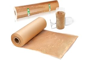 SZSYumUnion Carta da imballaggio a nido d'ape 12 "x300 ', Materiali di imballaggio per articoli fragili, Alternativa al pluriball per traslochi, Imballaggio di arachidi, Spedizioni di rottura, Rotolo