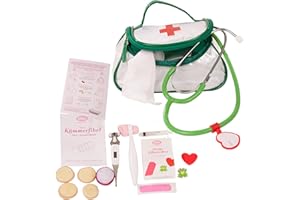 Götz 3402940 borsa da medico - borsa da medico da 42 pezzi con stetoscopio, termometro, siringa, cerotto, benda e molto altro - borsa da medico giocattolo per bambini dai 3 anni in su