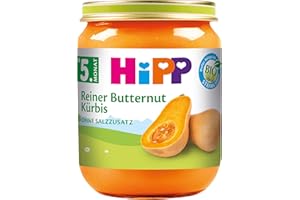 ‎HIPP HiPP Bio Butternut-Kürbis (6 x 125g), für Babys ab 5. Monat, ohne Salzzusatz, das Gemüse-Gläschen ideal zum Beikoststart, in bester Bio-Qualität